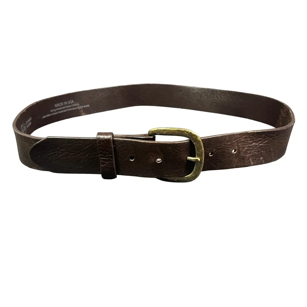Justin Mens Brown Top Grain Leather Belt 36 232BR Made in USA Italian Calfskin